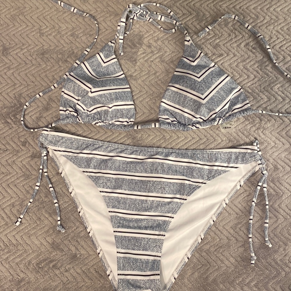 Shein XL denim blue, white, and black bathing suit